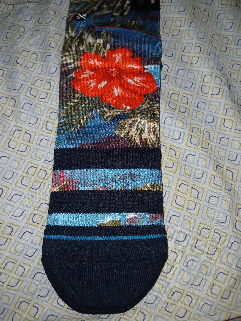 Stance Men's Casual Floral Crew Socks - Blue/Orange